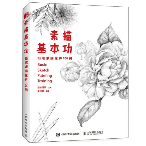 铅笔素描花卉100例 零基础画画入门自学教程手绘花卉线稿插画教程铅笔