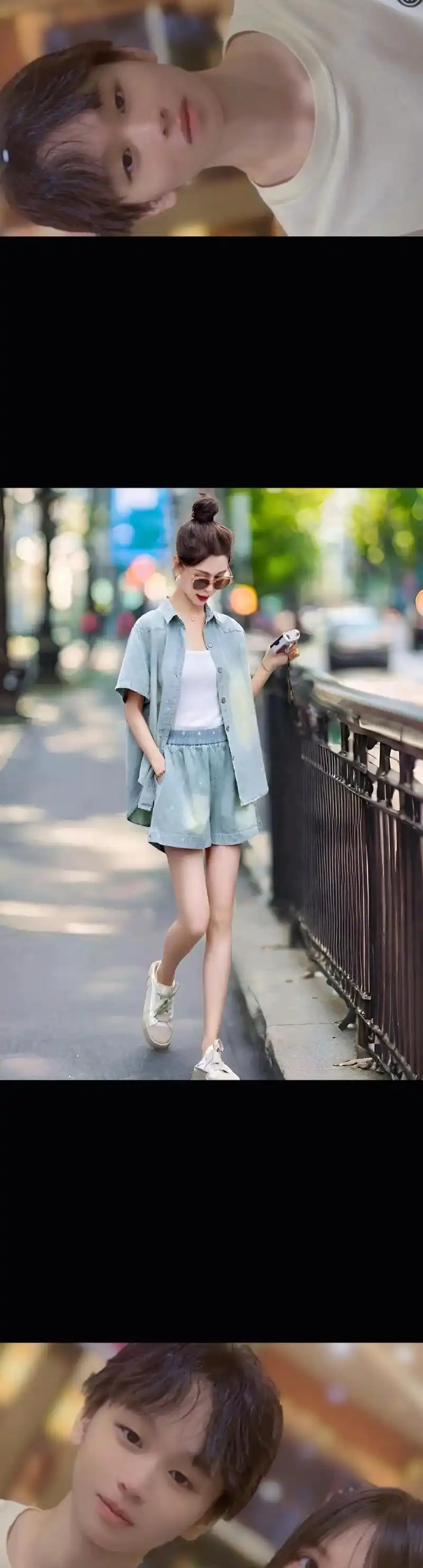 闪亮登场!新款时尚牛仔短裤套装917015.