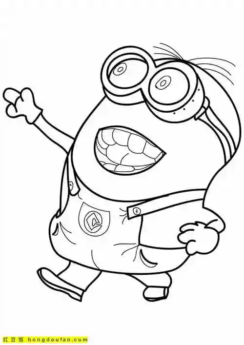 10张超级可爱搞怪的小黄人卡通儿童涂色简笔画-红豆饭小学生简笔画