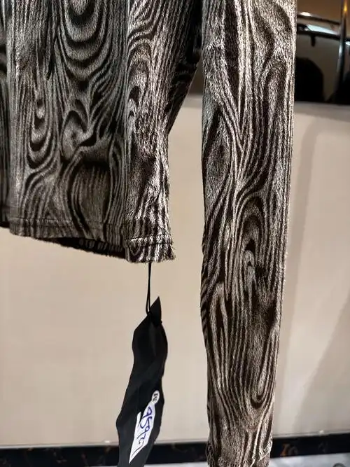 扎染长袖上衣女欧货潮抽绳收腰显瘦正肩t恤修身辣妹内搭打底衫