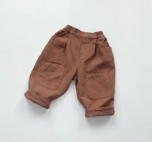 2020年秋款儿童裤韩板斜纹布膝盖补丁男女童裤