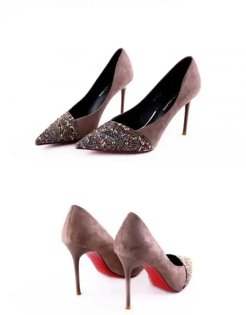 baolanka轻奢品牌黑色高跟鞋女2021秋季新款百搭浅口尖头气质拼色水钻