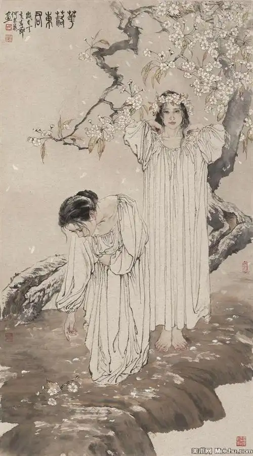 【超顶级】jxd5250622近现代高清国画何家英 花落东君人物图片-530m