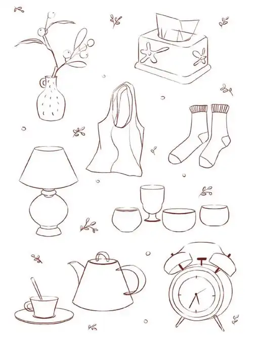 插画过程分享线稿小物件20