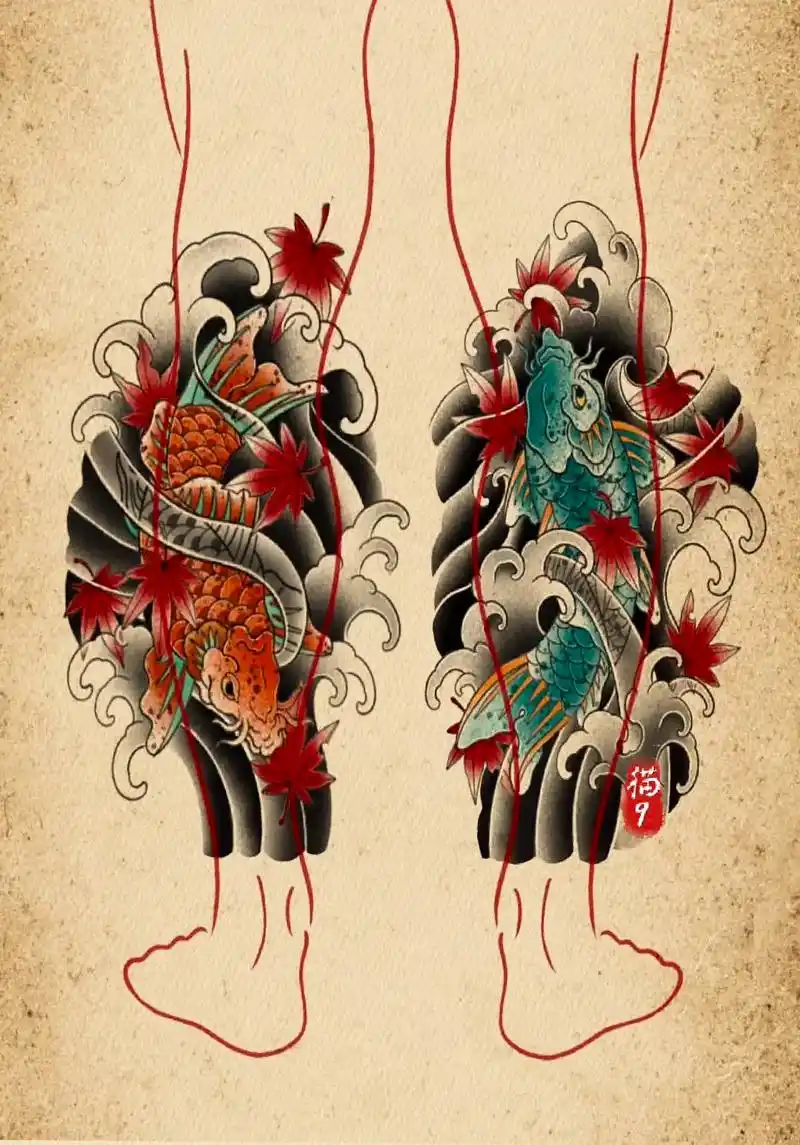 纹身手稿设计 #tattoo #老传统 #小腿纹 - 抖音