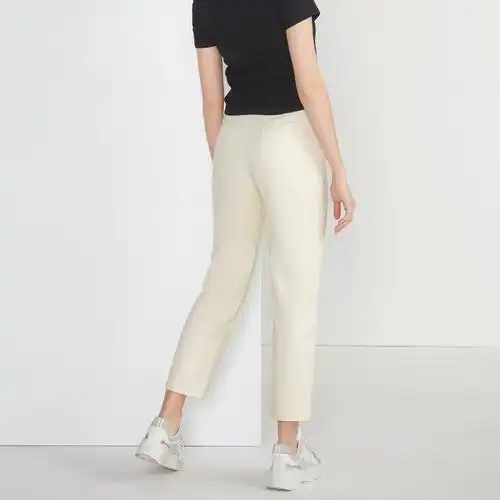 爱居夏季新款女装裤子时尚撞色珍珠腰带收腰休闲裤