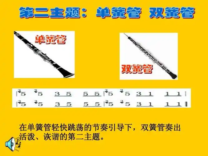 在单簧管轻快跳荡的节奏引导下,双簧管奏出 活泼,诙谐的第二主题.