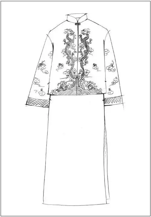 中式结婚简笔画古代嫁衣简笔画中式结婚礼服简笔画旗袍简笔画儿童画