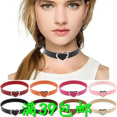 日本原宿软妹pu朋克哥特桃心爱心项圈女颈其它首饰