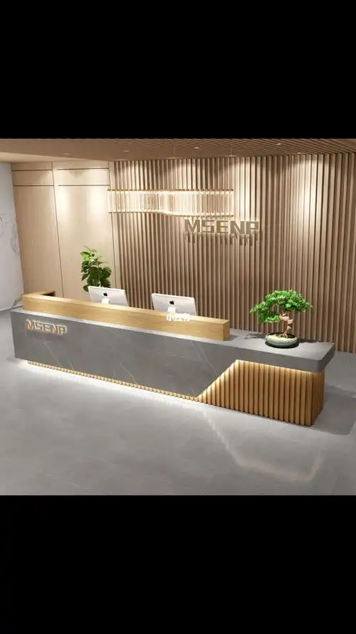 公司酒店大厅前台接待台现代中式收银台培训