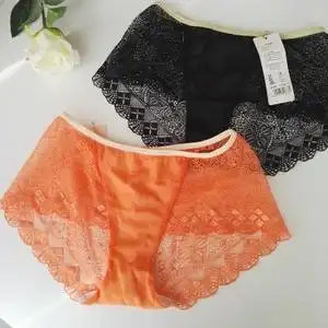 桑扶兰旗下品牌happbra蕾丝透明镂空刺绣性感中腰3角女生配套内裤