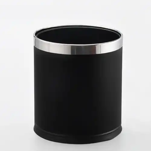 黑色双层不锈钢垃圾桶 酒吧ktv餐厅酒店办公室用具垃圾桶_不打折现价