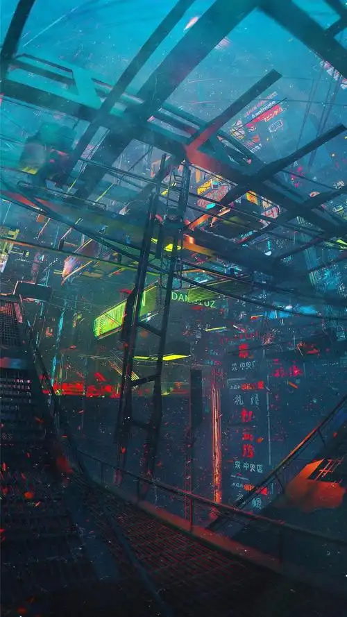 赛博朋克风酷炫手绘插画