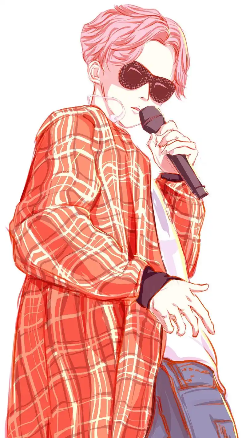 鹿晗手绘动漫卡通可爱手机壁纸图片