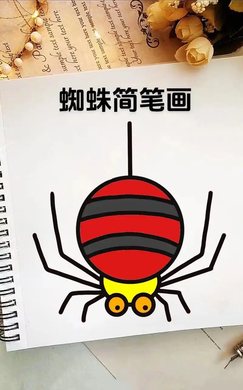 蜘蛛简笔画教程来啦～蜘蛛并不是昆虫.蜘蛛属 - 抖音