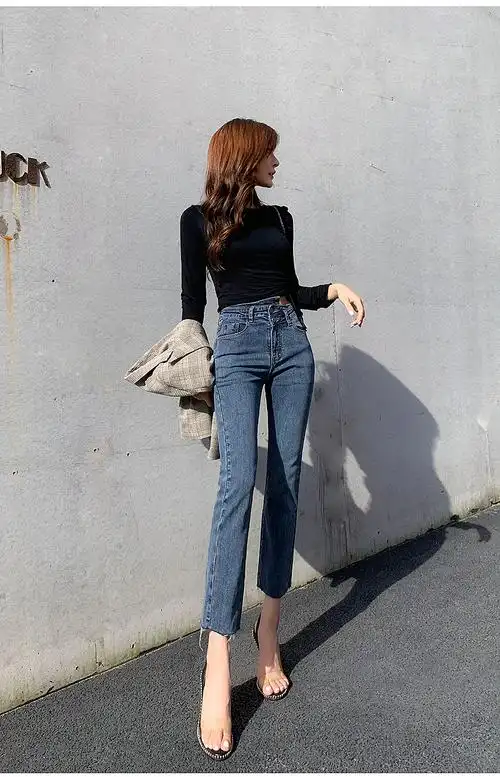 模特玲玲 牛仔裤拍摄 直筒牛仔裤拍摄 阔腿裤子摄影