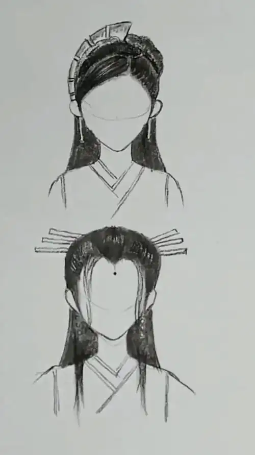 两种漫画古风头发画法