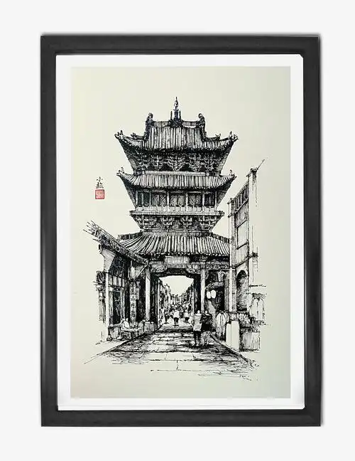 平遥古城(钢笔手绘)|纯艺术|绘画|松松的烂笔头 - 原创作品 - 站酷