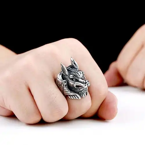 钛钢阿努比斯防身戒指男士日韩潮人学生复古戒指