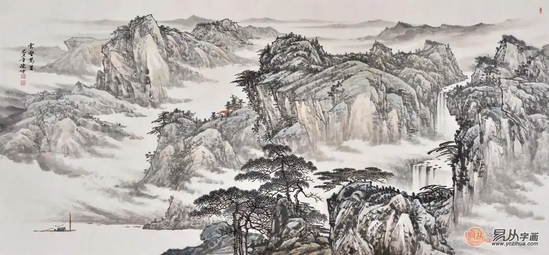 名家字画作品 林德坤写意山水画《云壑万里》作品来源:易从网