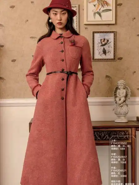 电影时装女装品牌2019秋冬个性时尚收腰呢子外套