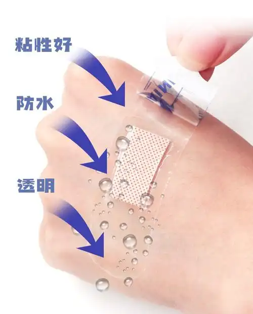 骏航创可贴医用洗澡防水透气隐形透明创口贴小伤口止血一盒20袋5片共