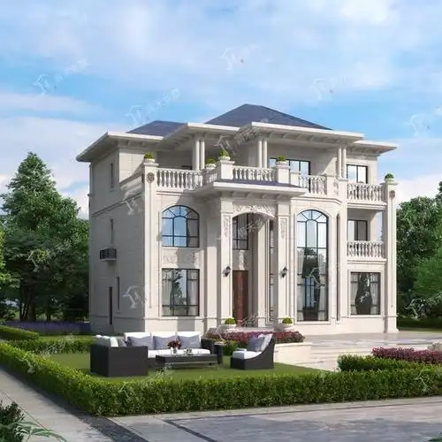 推荐一款豪华欧式三层别墅设计图纸,开间14.8米,进深13.96米