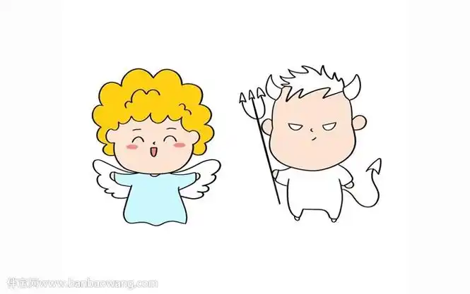 天使与恶魔怎么画