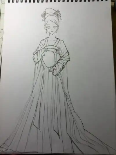 汉服-齐胸襦裙铅笔稿