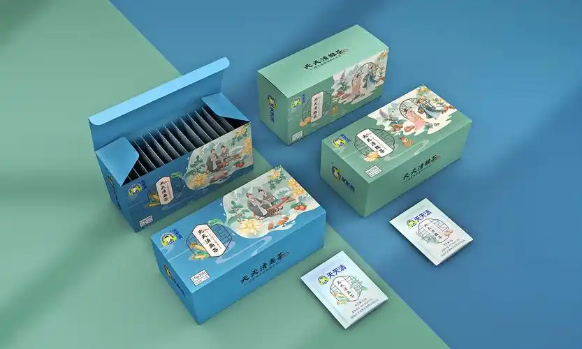 天天清x橘猫 国潮手绘草本茶包装设计第二弹