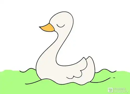 【简笔画】白鹅浮绿水的简笔画 分步画法