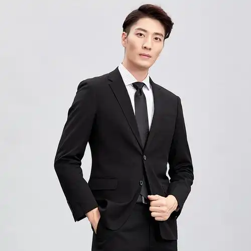 才子男装品牌西装男套装春季新款黑色西服商务休闲正装新郎礼服