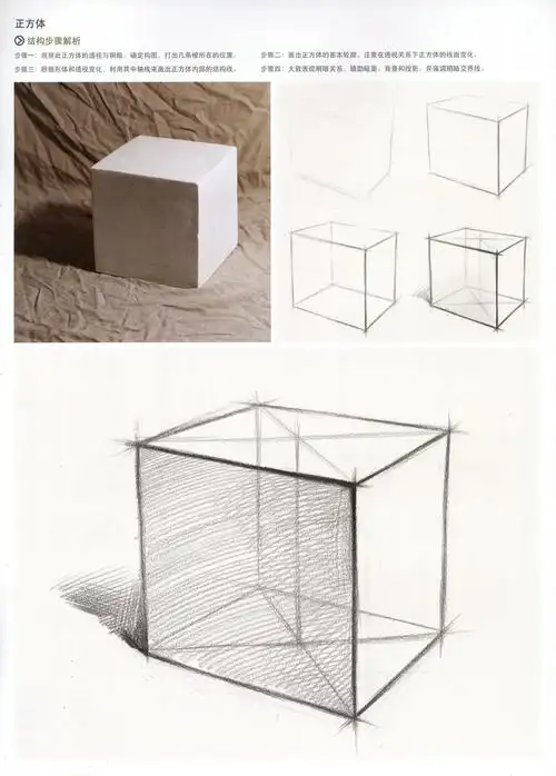 素描新手入门临摹第一步正方体结构步骤解析图