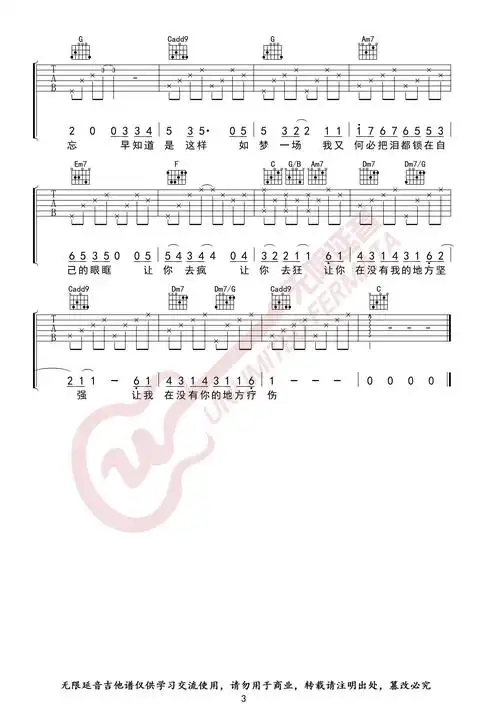 《梦一场》吉他谱_那英_梦一场c调