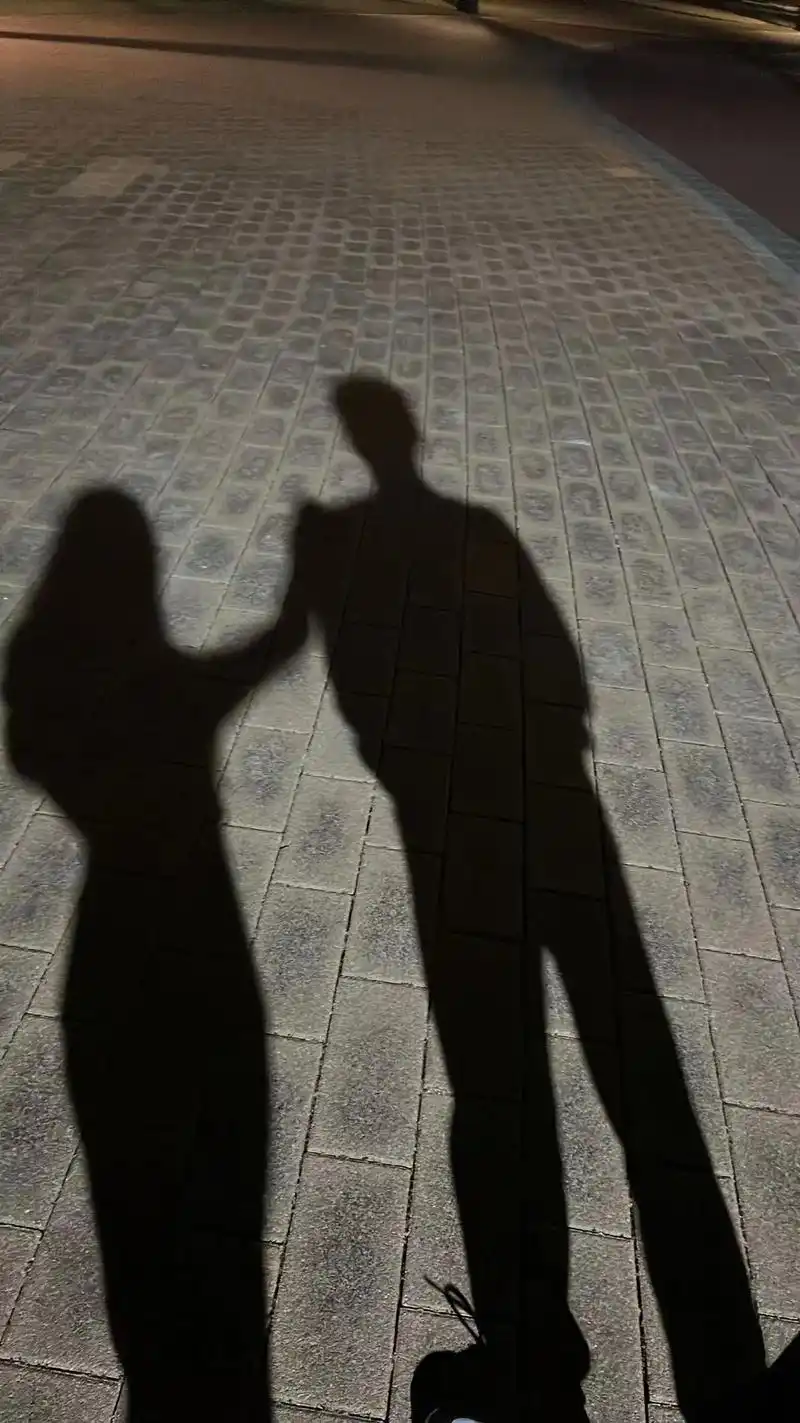 路灯下的影子 #就这样牵着你的手慢慢的往前走 #情侣影子  - 抖音