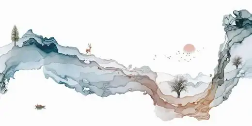 宽幅抽象山水画意境水墨背景