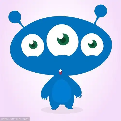 有趣的卡通三眼外星人