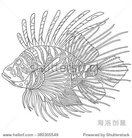 狮子鱼卡通可爱简笔画步骤