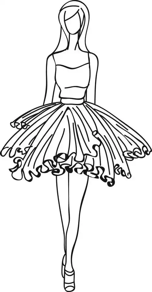 简笔画穿裙子女孩全身(第1页)公主裙子简笔画步骤图裙子简笔画紫色的