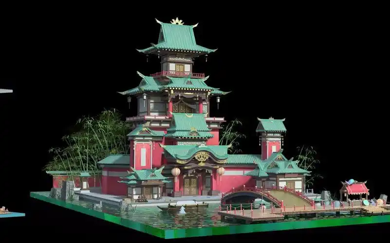 3dmax古风场景建模,游戏场景"古建筑"楼房模型教学