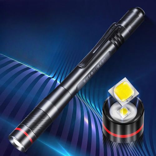 哲弘地led迷你强光手电筒小便携耐用可充电笔式家用多功能 装电池