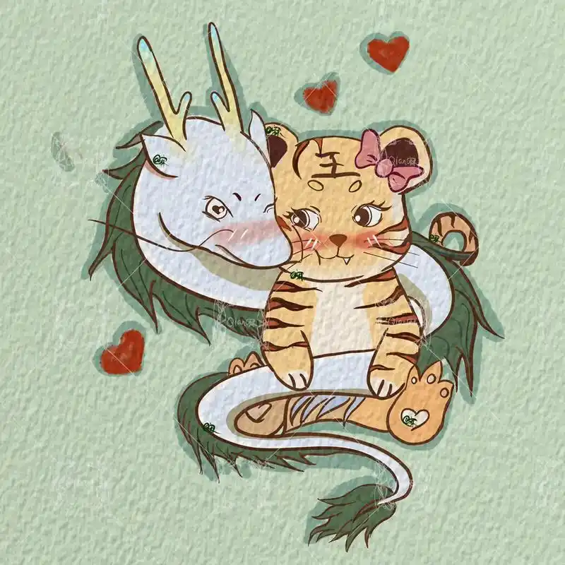 龙虎头像手稿设计 约稿可私 #纹身手稿 #头像设计 #情侣头 - 抖音