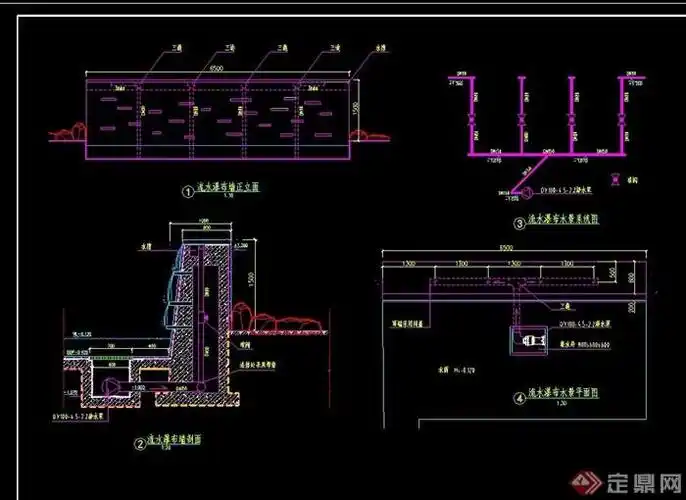 水幕水景详细设计cad施工图