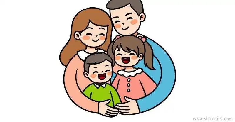 家四口简笔画 一家四口手拉手简笔画一家五口三胎铅笔人全家福简笔画