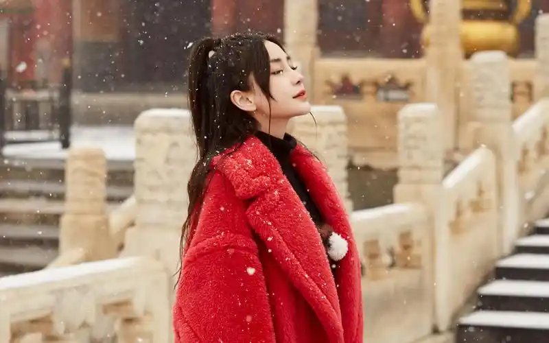 angelababy雪中仙气高清桌面壁纸