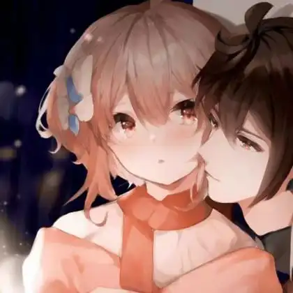 真爱拥抱亲吻脸颊动漫情侣头像图片