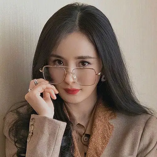 杨幂同款金丝眼镜防辐射抗蓝光方框双梁平光眼镜女男可配近视护眼