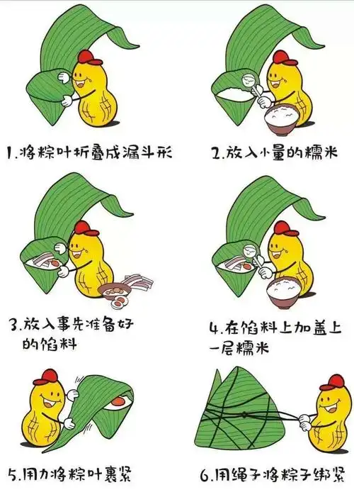 宝贝们 在学包粽子前,先来听老师把包粽子的步骤分解说明白了,再动手