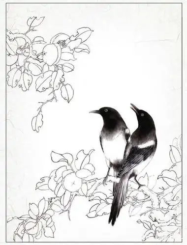 工笔画:分步骤讲解喜鹊工笔创作,简单易学,你一定能学会工笔画