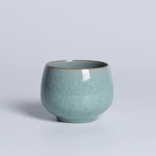 【熹谷】龙泉青瓷 叶小春纯手工杯子哥窑冰裂纹茶具主人杯品茗杯